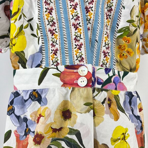 NWOT FARM Rio Floral Ruffles Greek Garden Off-White Mini Dress Size XL - Picture 8 of 14